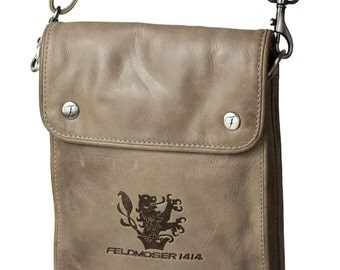 Beige shoulder bag made of genuine leather, by Feldmoser1414, made in Austria
