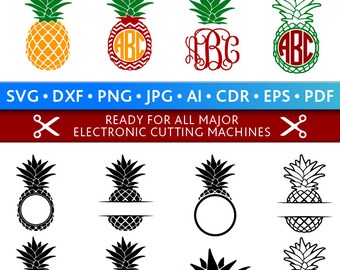 Pineapple Svg Pineapple Monogram Frames Svg Pineapple Frames Svg Cut Files Silhouette Studio Cricut Svg Dxf Jpg Png Eps Pdf Ai Cdr