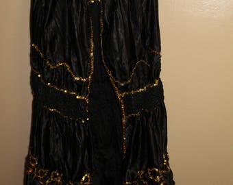 Black and Gold Sequined Belly Dance Overskirt