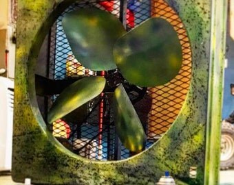 Custom Painted Upcyled Vintage Fan Mancave Garage