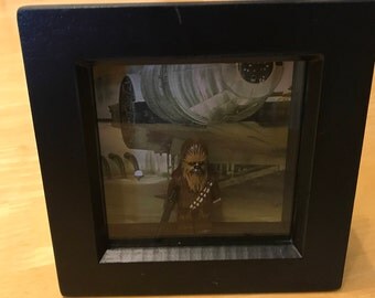 Star Wars - Chewbacca Lego figure with gun in frame
