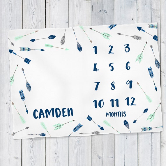 Baby Month Milestone Blanket Arrows Boy Personalized Baby