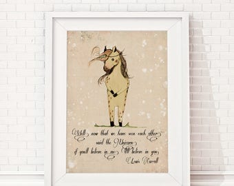 Unicorn quote, If you'll believe in me, I'll believe in you, Inspirational nursery Quote, Nursery decor, Nursery art print, unicorn nursery