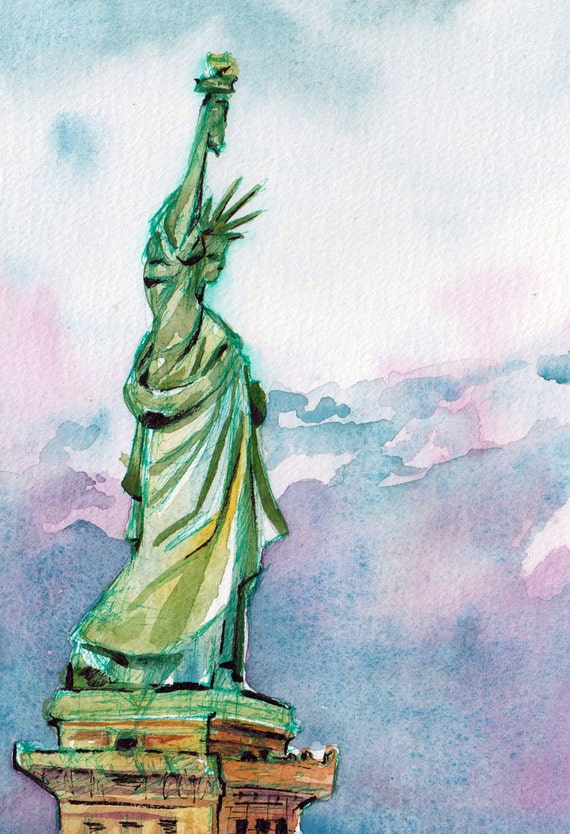 Statue of Liberty Art Print Reproduction of Original Art of
