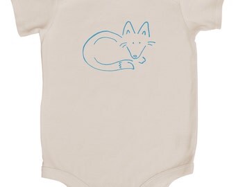 Sleeping Fox Silhouette Baby Bodysuit (Natural)