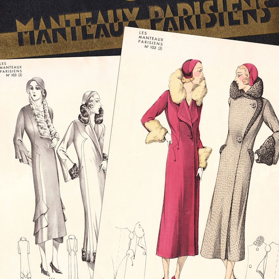 PDF of 30s fashions – couture sewing pattern catalog – Manteaux Parisiens, Winter 1932 - instant download