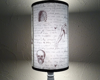 Jack's Anatomy blue Lamp Shade Lampshade - lighting, skull lamp,victorian gothic, Halloween goth decor,horror decor, medical,Jack the Ripper