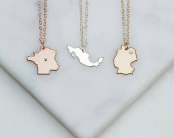 Travel Country Pendant Necklace, Scotland Necklace, Vietnam Necklace, Rose Japan Necklace, Jewelry Panama Necklace, Peru, South Africa Charm