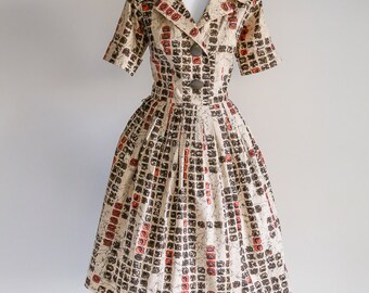Batik Print, Cotton Shirtwaist Dress- Sz M