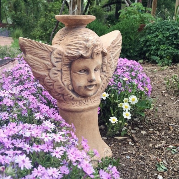 Vintage ceramic angel candle holder centerpiece statue rustic