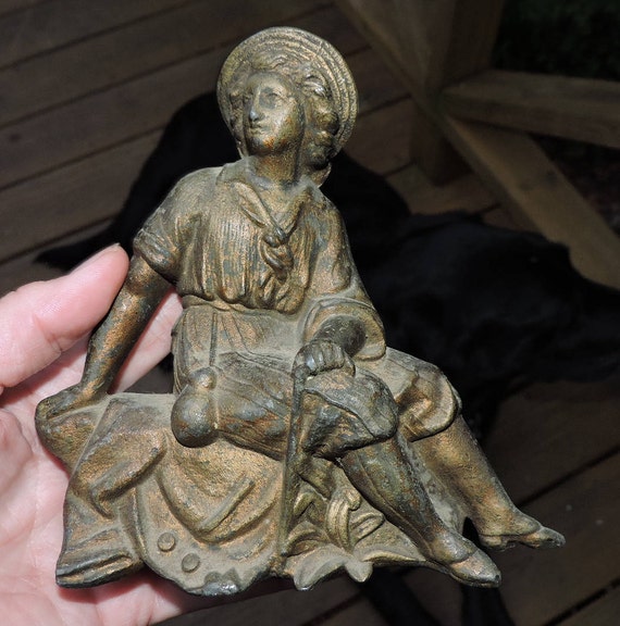 Antique VICTORIAN Spelter Sailor Boy Man Clock Topper Statue c186070s