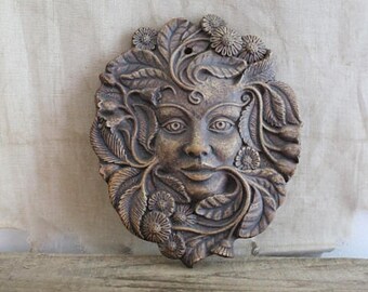Vintage Ceramic Wild Flower Girl Fairy Wall Plaque