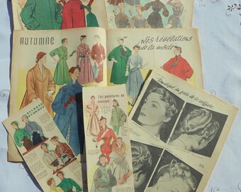 Vintage 1950's French Fashion Images & Illustrations Ephemera Pack