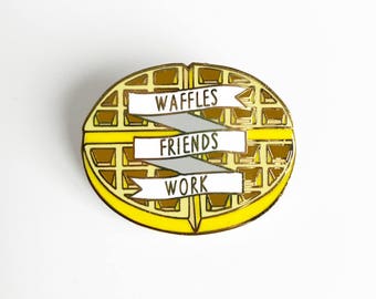 Waffles Friends Work Enamel Pin - Leslie Knope Pin
