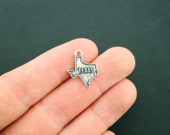 4 Texas Charms Antique Silver Tone 2 Sided State Charm - SC6352