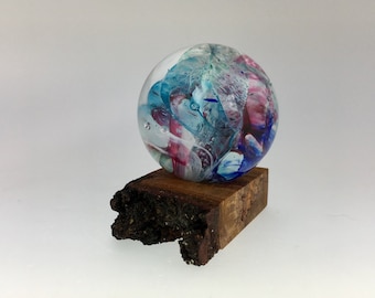 Glass Marble and Wood Stand by Jonathan Winfisky - Paperweight