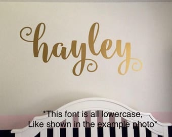 Name Wall Decal Personalized Name Decor Girls Nursery Decal Rustic Cottage Style Name Decal Girls Bedroom Decor Gold Copper Name Lettering
