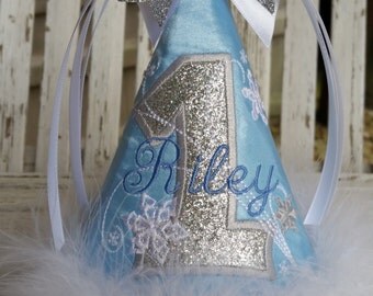 Winter ONEderland Birthday - Baby Girl 1st Birthday Party Hat - Winter Wonderland Snowflake Hat - Winter ONEderland Party