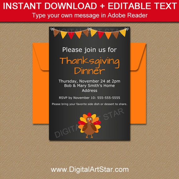 Thanksgiving Chalkboard Invitation Template Printable Thanksgiving Invitation Download Friendsgiving Invitation Free Template