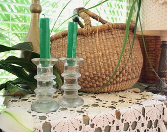 Glass vintage candlesticks,