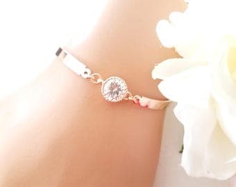 Rose Gold Bracelet, Wedding Bracelet, Drop, bridesmaid gift, bridal gift, Clear, bridesmaid jewerly, wedding jewrly, BRIDESMAIDS gift