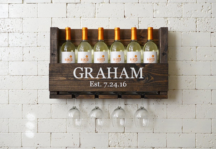 Wine Rack Wall Hanging Personalized Gift Family Name