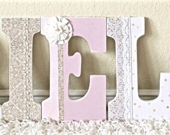Nursery Letters, Baby Name, Wall Hanging Letters, Wooden Letters Girl Nursery Decor, Personalized Baby Shower Gift,