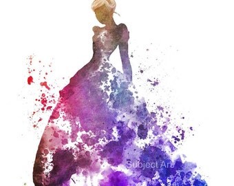 Cinderella ART PRINT illustration, Disney, Princess, Wall Art, Home Decor, Nursery