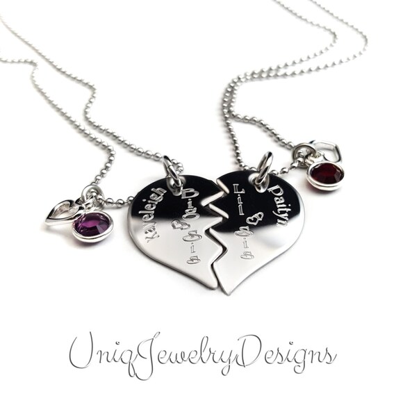 Big Sis Lil Sis Engraved Necklace Set sister Jewelry