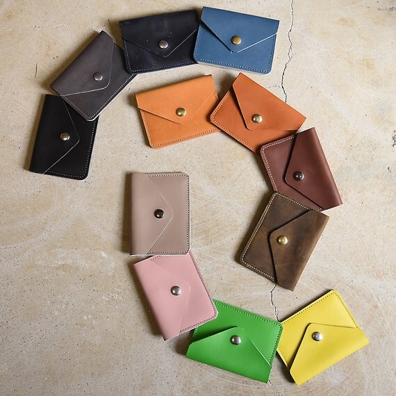 Leather Envelope Card Holder / Leather Card Case leather