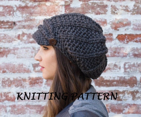 KNITTING PATTERN Slouchy Newsboy Hat Newsboy Cap Pattern