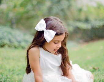 Large White Hair Bow, White Bow Clip, School Hair Bow, Uniform Hair Bow, White Bow Hair Clip, Large White Bow, Big White Bow, Fall Hair Bow