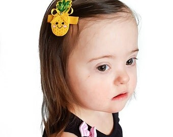 Pineapple Hair Clip, Pineapple Clip, Pineapple Bow, Pineapple Hair Bow, Yellow Hair Clip, Felt Hair Clip, Toddler Hair Clips, Baby Hair Clip