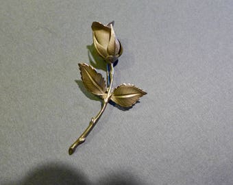 Beautiful Vintage Giovanni Silver-Tone Rose Pin / Circa 1970s / Signed