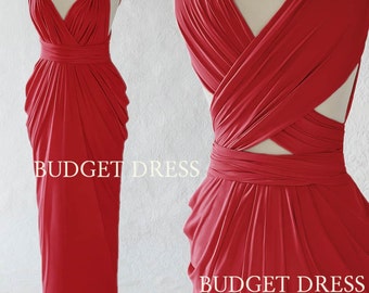 2017 NEW STYLE Crimson Red Infinity Dress, Transformer Summer Bridesmaids Dresses, Maxi Prom Dresses, Convertible Wedding Party Dresses