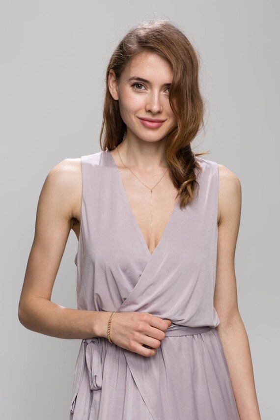 Mini Ball Lariat Necklace Sterling silver and Gold filled