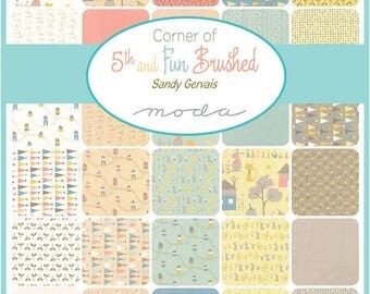 Free Pattern MODA Fat Quarter Bundle (35fq's) Corner Of 5th And Fun Collection Sandy Gervais For Moda Fabric Children's Collection