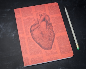 Anatomical Heart Softcover Notebook | Anatomy Journal Nursing Student Cardiology College Ruled Lined Recycled Paper, Medical Illustration