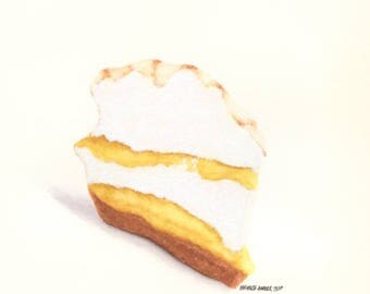 Lemon Meringue Pie - ORIGINAL Painting (Still Life Wall Art)
