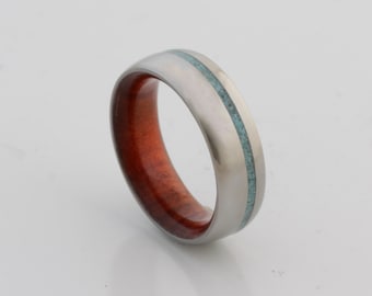 turquoise wedding ring wood ring wood wedding band red heart ring mens wedding ring man jewelry woman wedding ring
