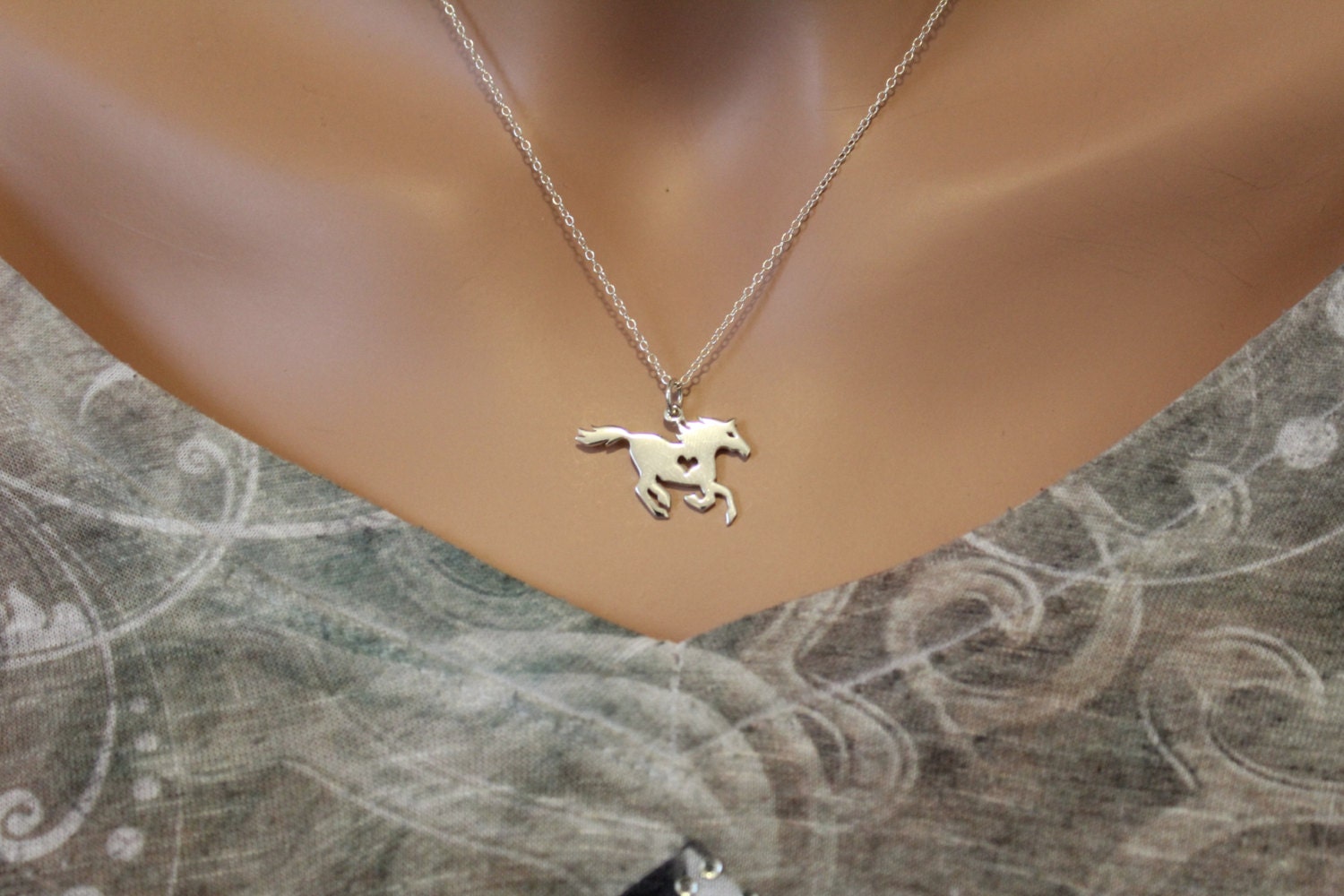 Sterling Silver Horse Necklace Silver Horse by HannahCatherines