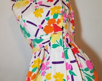 FREE SHIPPING 1960 Cotton Mod Maxi Dress