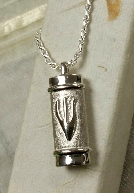 Items similar to Sterling Silver Two Sided Mezuzah Necklace with