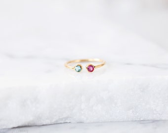 Dual birthstones ring - Two stones ring - 2 birthstones ring - Couples birthstone ring - Birthstone ring - Birthday ring
