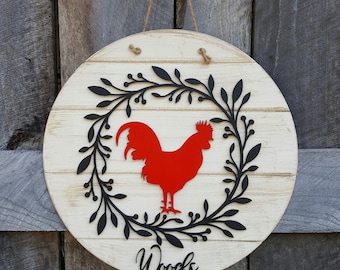 Rooster Door Hanger - Rooster Wall Hanging - Chicken Decor - Farmhouse Decor