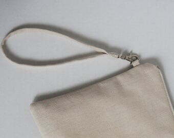 Detachable wristlet addition - add a thin linen wristlet strap and hook to your pouch or envelope clutch, bridesmaid gift bag, wedding bag