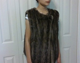 New handmade brown mink vest, medium, recycled mink, real fur, timeless,chest 42", reclaim mink,