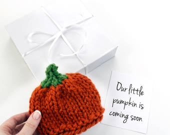 October Grandparent Pregnancy Announcement, Baby Hat Pumpkin, Halloween Newborn Hat