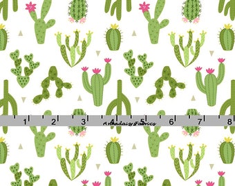 Cactus Fabric, Lewis & Irene Paracas A202 2, Green Cactus Quilt Fabric, Desert Fabric, Cotton Yardage