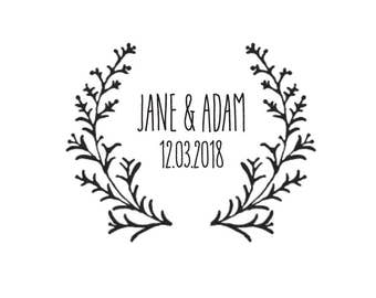 Custom Wedding Stamp/ Initials Stamp / Monogram stamp / Save the Date Stamp / Wedding Invitations / Wedding Favour Tags / Woodland